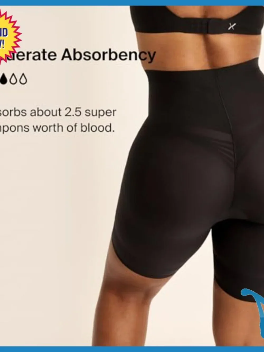 High Rise Leakproof Shapewear Shorts Large Moderate Flow Absorbs 4 Tampons